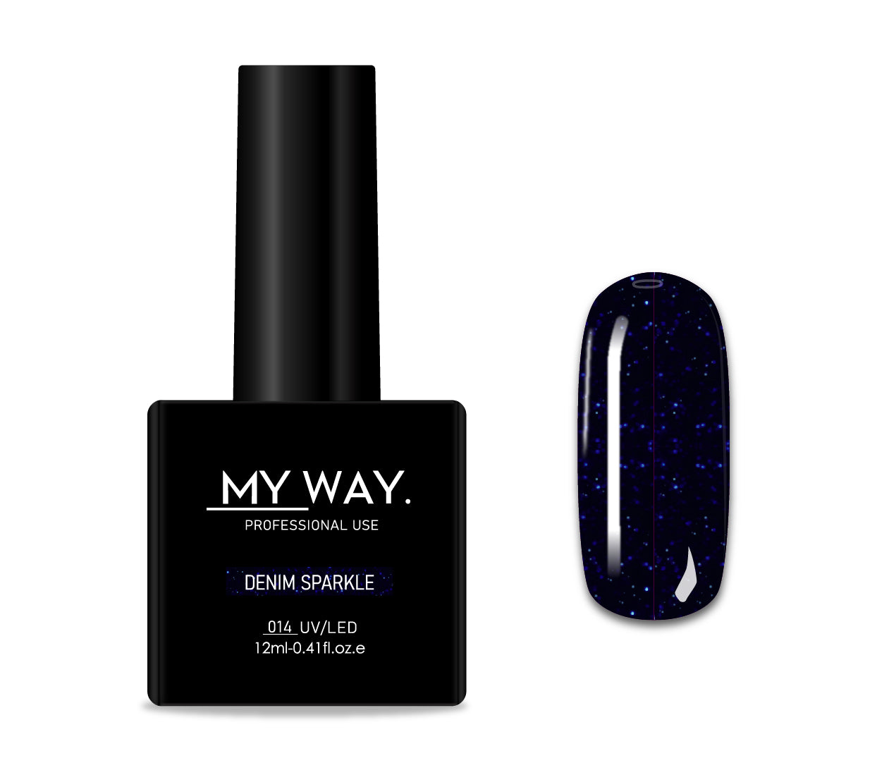 Gel polish 014 - DENIM SPARKLE 12ML.
