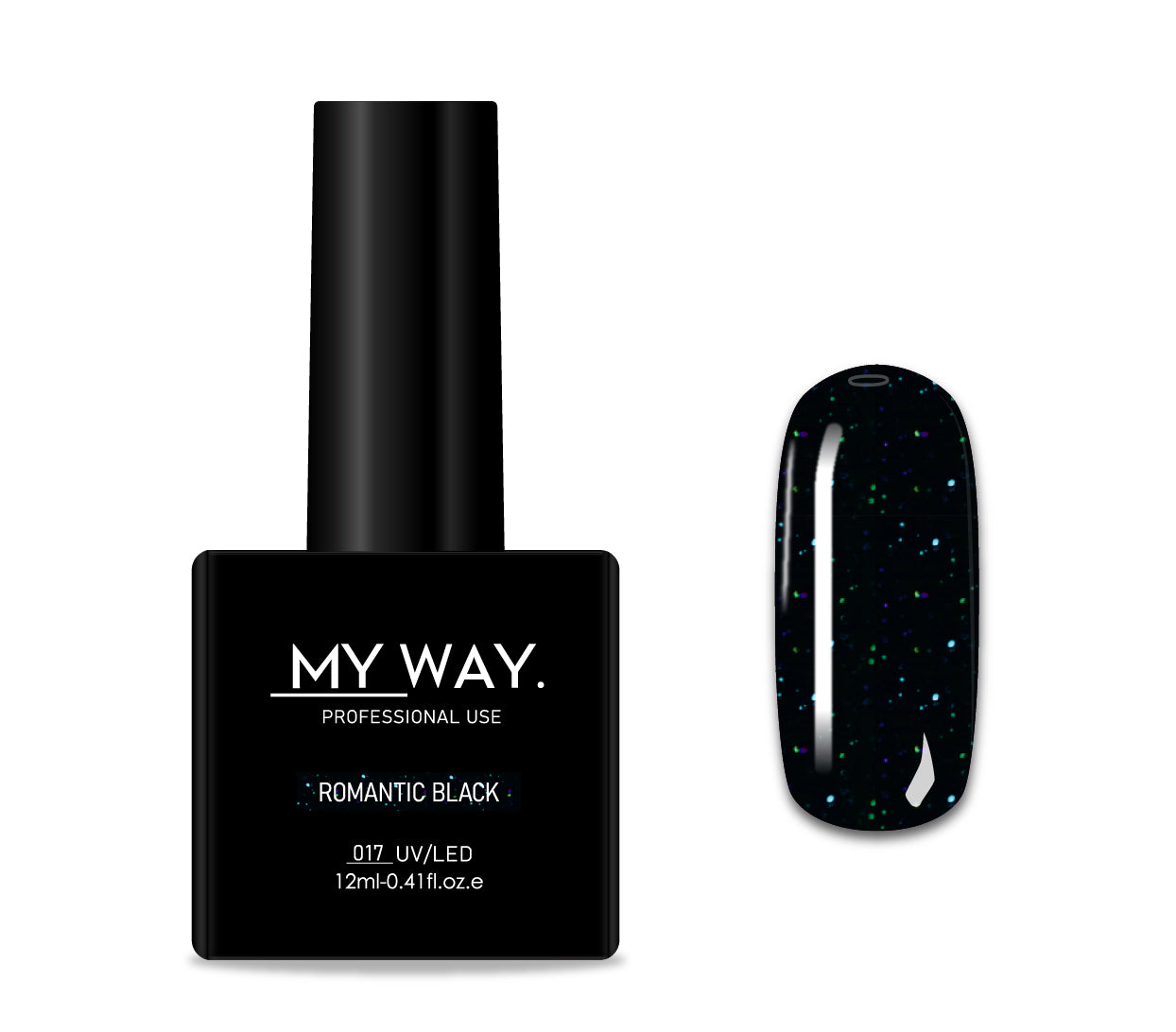 Gelpolish 017 - ROMANTIC BLACK 12ML. (TPO VRIJ)